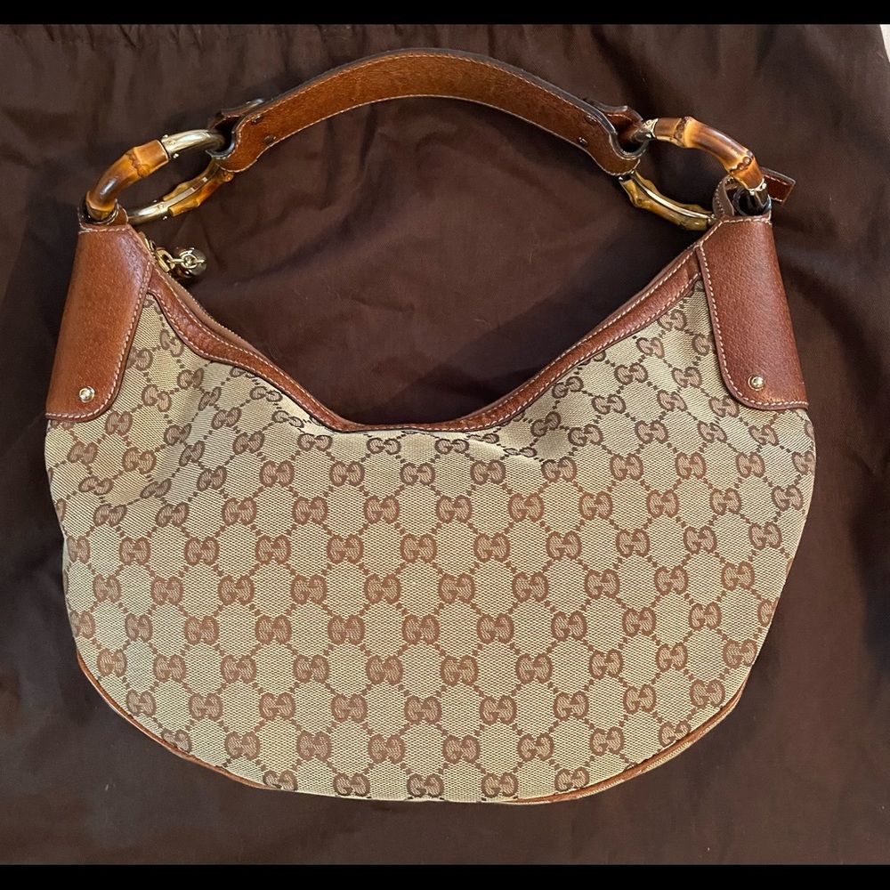 Gucci GG Canvas Bamboo Ring Hobo